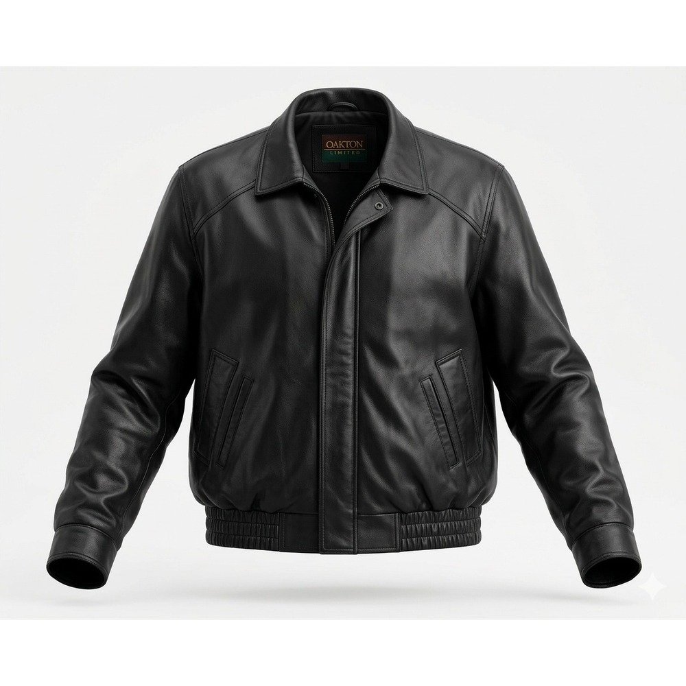 Oakton Limited Vintage Black Leather Bomber Zip Up Jacket. Size 3XL‎